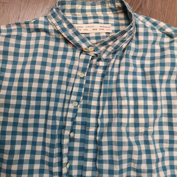 Vintage Yigal Azrouel deconstructed button-down teal & white shirt - Picture 2 of 4